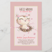 Lieve OWL Baby Shower Uitnodiging voor Meisjes of 