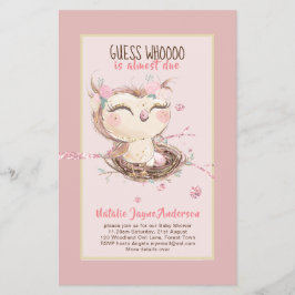 Lieve OWL Baby Shower Uitnodiging voor Meisjes of  Flyer