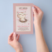 Lieve OWL Baby Shower Uitnodiging voor Meisjes of  Flyer (Hand)