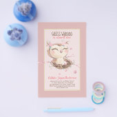 Lieve OWL Baby Shower Uitnodiging voor Meisjes of  Flyer (Enkel)