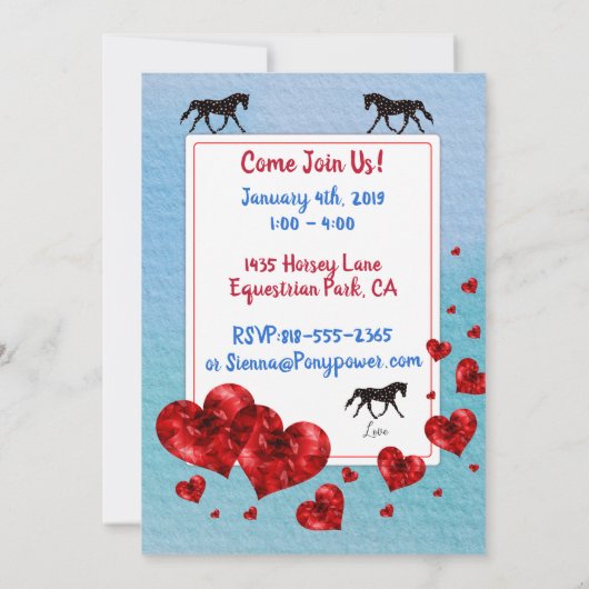 Lieve paard springen uitnodigingen (Achterkant)
