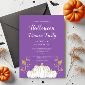 Lieve Paarse Pompoen Halloween Dinerfeest Kaart