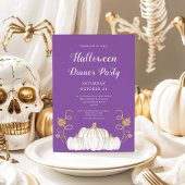 Lieve Paarse Pompoen Halloween Dinerfeest Kaart