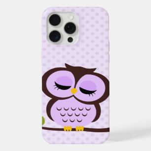 Lieve paarse uil iPhone 15 pro max hoesje