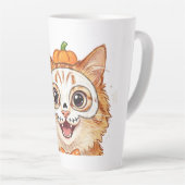 Lieve Paarse Vleermuis Halloween Gekleurde Potlood Latte Mok (Rechterhoek)