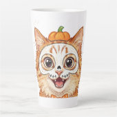 Lieve Paarse Vleermuis Halloween Gekleurde Potlood Latte Mok (Voorkant)