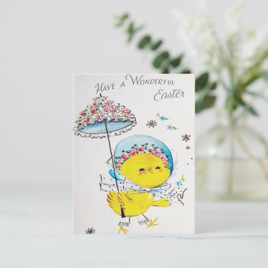 Lieve Paas kuiken Vakantie ansichtkaart retro vint Feestdagenkaart (Staand voorkant)