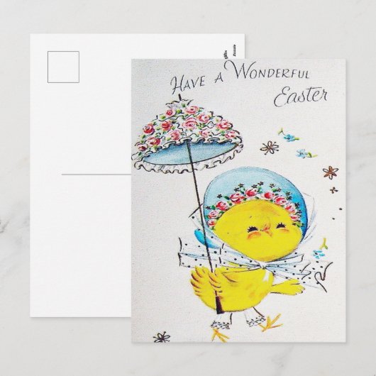 Lieve Paas kuiken Vakantie ansichtkaart retro vint Feestdagenkaart (Voorkant / Achterkant)