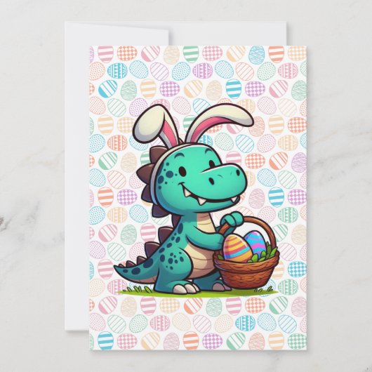Lieve, paashaas dinosaurus feestdagenkaart (Voorkant)