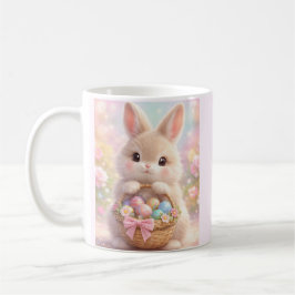 Lieve Paashaas met Kleurrijke Mand Vol Eieren Koffiemok