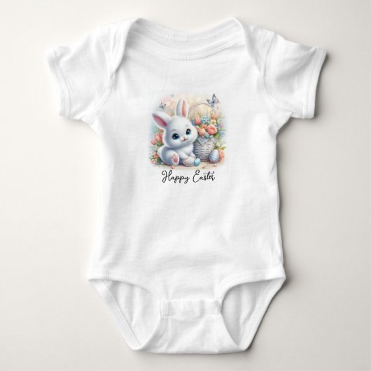 Lieve Paashaas met Mand, Bloemen Romper (Voorkant)