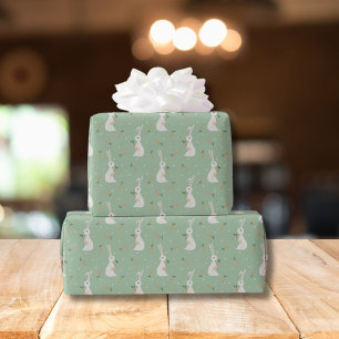 Lieve paashaas & wortelpatroon op lichtgroen cadeaupapier