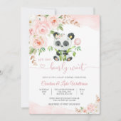 Lieve Panda Bloemen Babyshower Uitnodiging (Voorkant)