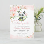 Lieve Panda Bloemen Babyshower Uitnodiging (Staand voorkant)