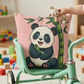 Lieve Panda die Bamboe Omhelst Mooie Cartoon Kunst Kussen
