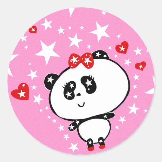 Lieve Pandabeer Meisje Kawaii Kunst door LeahG Ronde Sticker (Voorkant)