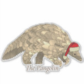 Lieve Pangolin Kerstman Bedreigde Soort Kerstmis Sticker (Voorkant)