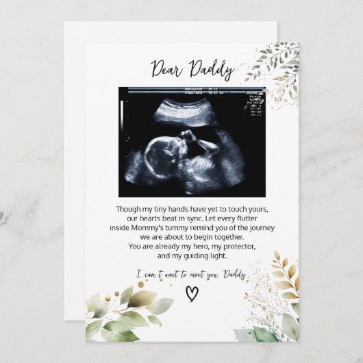 Lieve papa, een bericht van het kleine kindje feestdagenkaart (Voorkant / Achterkant)