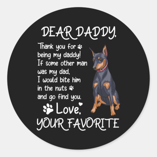 Lieve papa Miniatuur Pinscher Dog Papa Vader Ronde Sticker (Voorkant)