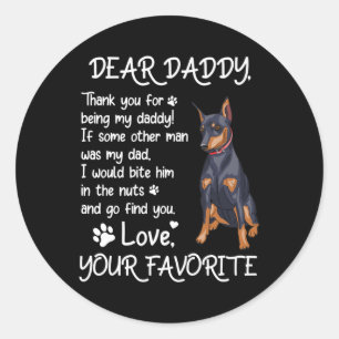 Lieve papa Miniatuur Pinscher Dog Papa Vader Ronde Sticker