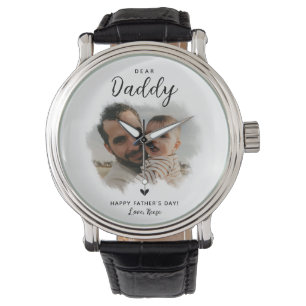 Lieve papa Moderne Foto Hart Vaderdag Horloge