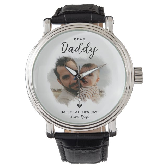 Lieve papa | Moderne Foto Hart Vaderdag Horloge (Voorkant)