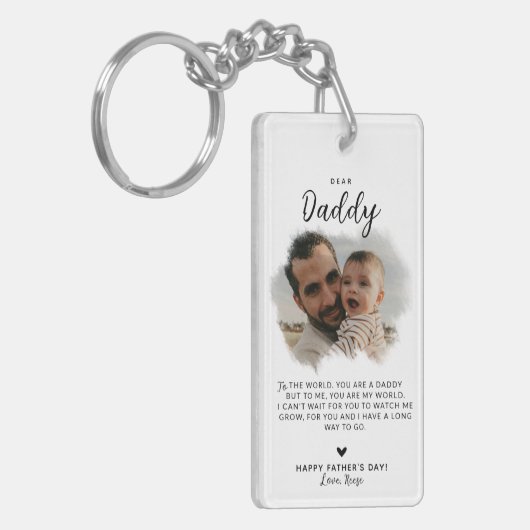 Lieve papa | Moderne Foto Hart Vaderdag Sleutelhanger (Voorkant Links)