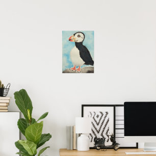 Lieve Papegaaiduiker Aquarel Alaska Dieren Kunst Poster