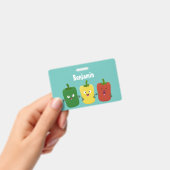 Lieve paprika capsicum trio zingende cartoon badge (Handheld)