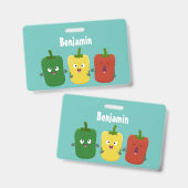 Lieve paprika capsicum trio zingende cartoon badge (Voor- en achterkant)