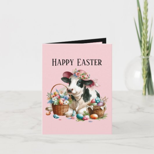 Lieve Pasen koe voeg bericht toe Feestdagen Kaart (Voorkant)