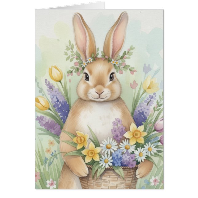 Lieve Pasen konijn bloem kaart (Voorkant)