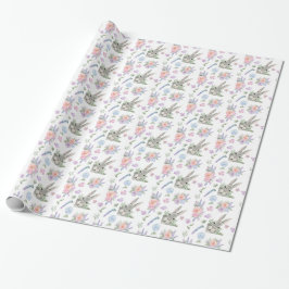 Lieve Pasen Konijn Lente Pastel Bloem Accenten Cadeaupapier