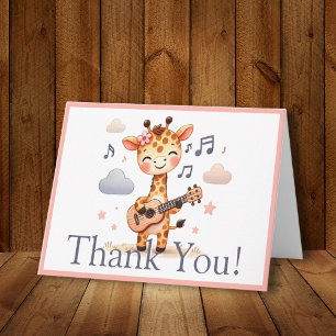 Lieve Pastel Chic Giraffe Meisje Muziek Kunst Dank Notitiekaartje