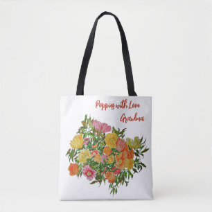 Lieve pastel papavers met liefde oma tas