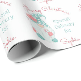 Lieve Pastel Prettig Kerstmis Aangepaste Naam Kabo Cadeaupapier