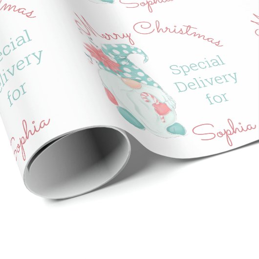 Lieve Pastel Prettig Kerstmis Aangepaste Naam Kabo Cadeaupapier (Rol Hoek)