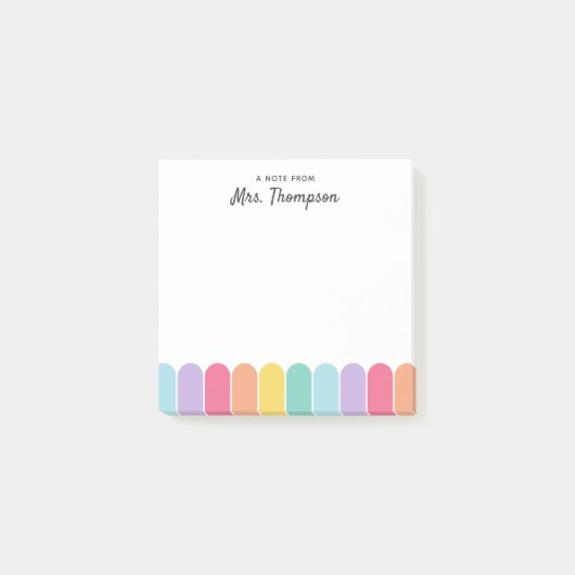 Lieve pastel regenboog boog gepersonaliseerde lera post-it® notes (Voorkant)