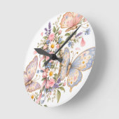 Lieve Pastel Vlinder Kunst Ronde Klok (Hoek)