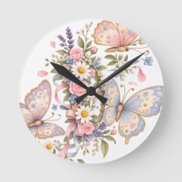 Lieve Pastel Vlinder Kunst  Ronde Klok