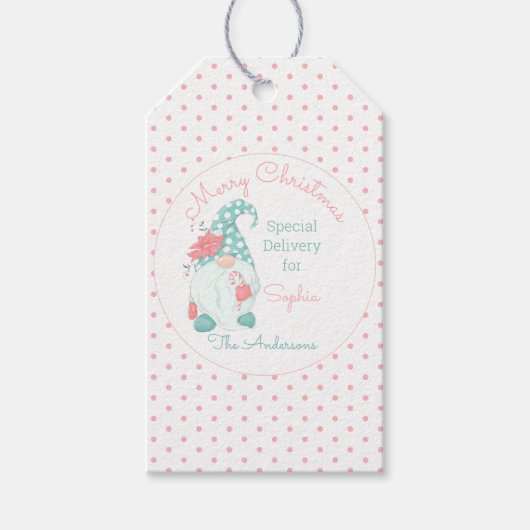 Lieve Pastelkleurig Prettig Kerstmis Aangepaste Na Cadeaulabel (Voorkant)