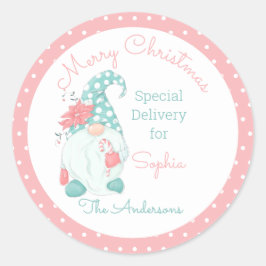 Lieve Pastelkleurig Prettig Kerstmis Aangepaste Na Ronde Sticker