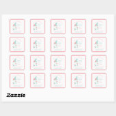Lieve Pastelkleurig Prettig Kerstmis Aangepaste Na Vierkante Sticker (Vel)