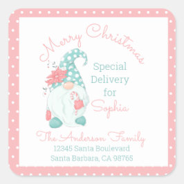 Lieve Pastelkleurig Prettig Kerstmis Aangepaste Na Vierkante Sticker