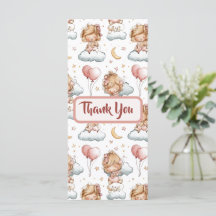 Lieve Pastelkleurige Baby Meisje Shower Bedankkaar