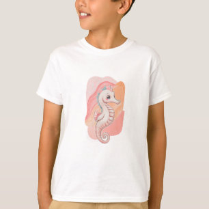 Lieve Pastelkleurige Zeepaard Illustratie T-shirt