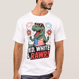 Lieve Patriottische T-Rex 4 juli Rood Wit & Blauw T-shirt
