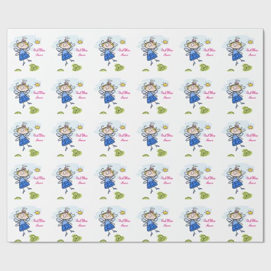 Lieve peetdochter engel gepersonaliseerd cadeaupapier (Vlak)