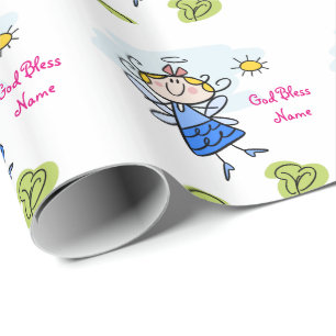 Lieve peetdochter engel gepersonaliseerd cadeaupapier