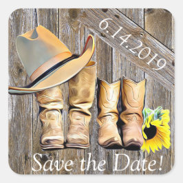 Lieve Persoonlijke Rustieke Save the Date Vierkante Sticker